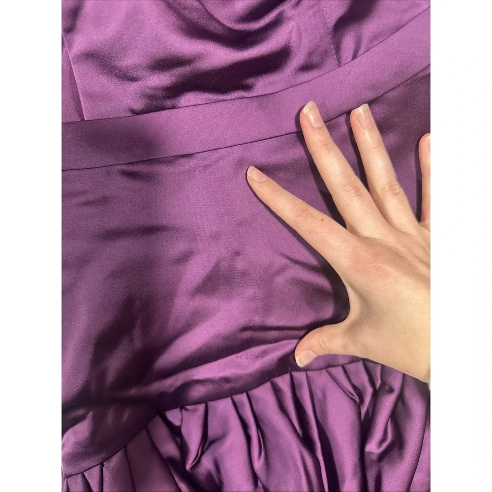 NWD Mac Duggal‎ [  6 ] 20702 High Low Gown with Statement Bow Aubergine S1888 - Picture 10 of 16